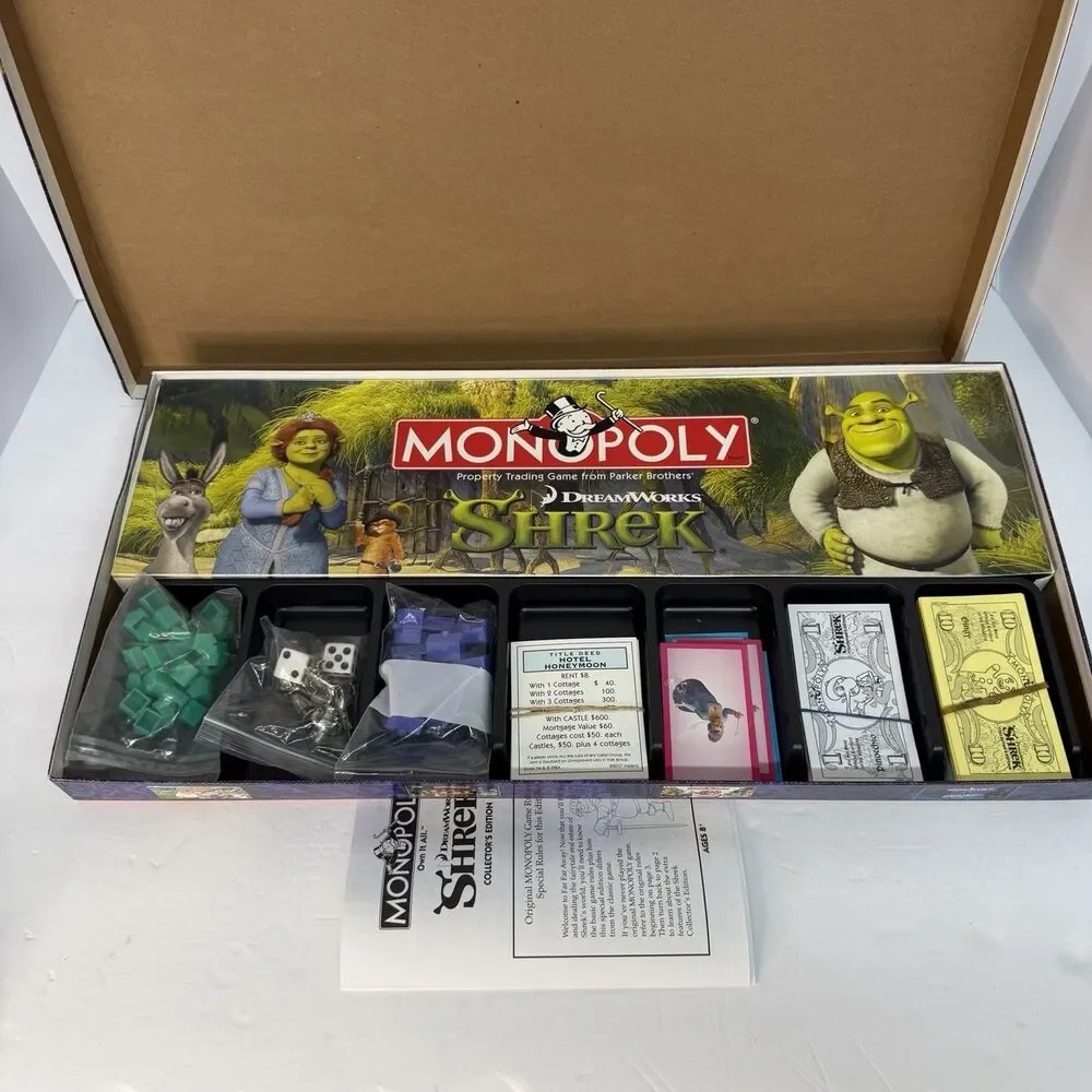 Shrek Monopoly Collector's Edition 2007 Complete 6 Pewter Tokens DreamWorks Game